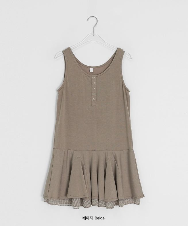Sunkey Button Frill Layered Sleeveless