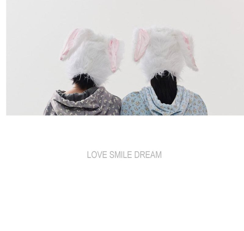 rabbit fluffy hoodie grey