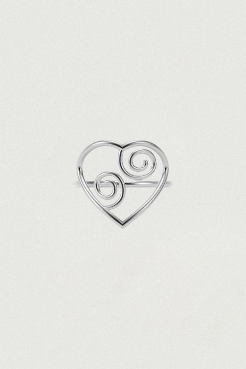 [925SILVER] FLOW LINE HEART DAILY RING