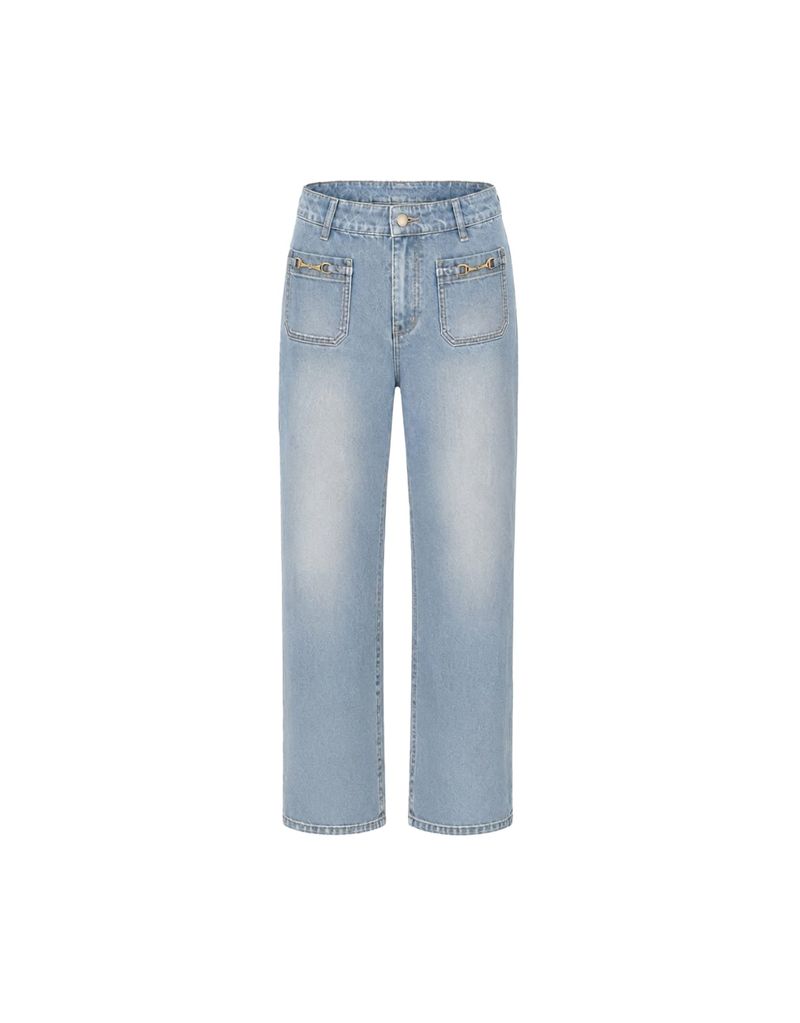 TWEEDY-A（ツウィーディア）の「Maren Horsebit Semi High-Waist Straight Wide Denim Pants Light Blue（Pants）」