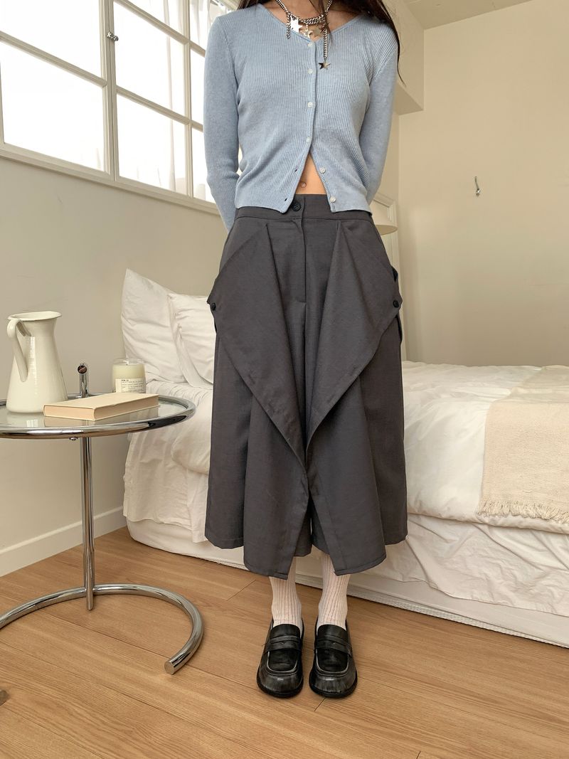 BUTTON TWO-WAY BERMUDA SLACKS (3C)