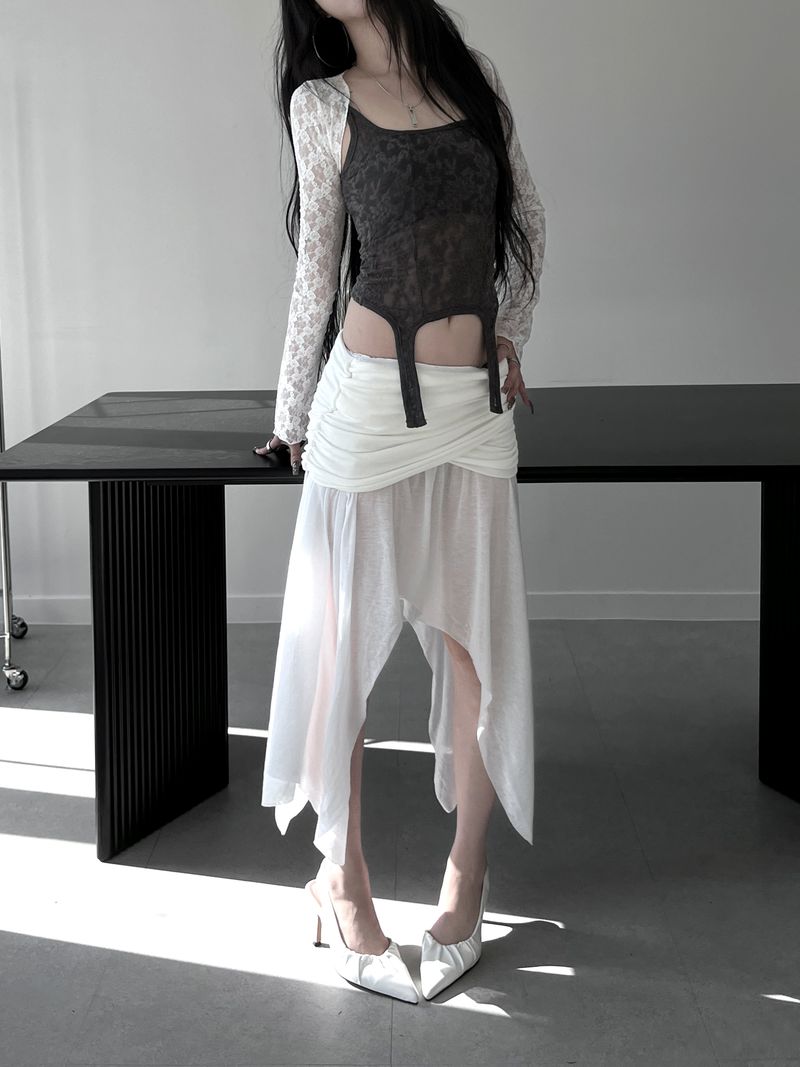 moisture shirring midi skirt (3color)
