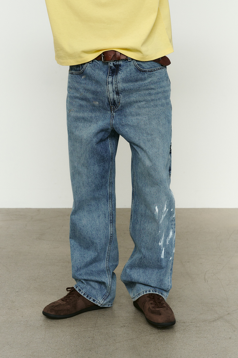 Aged Splatter Carpenter Denim Pants(Washed Blue)