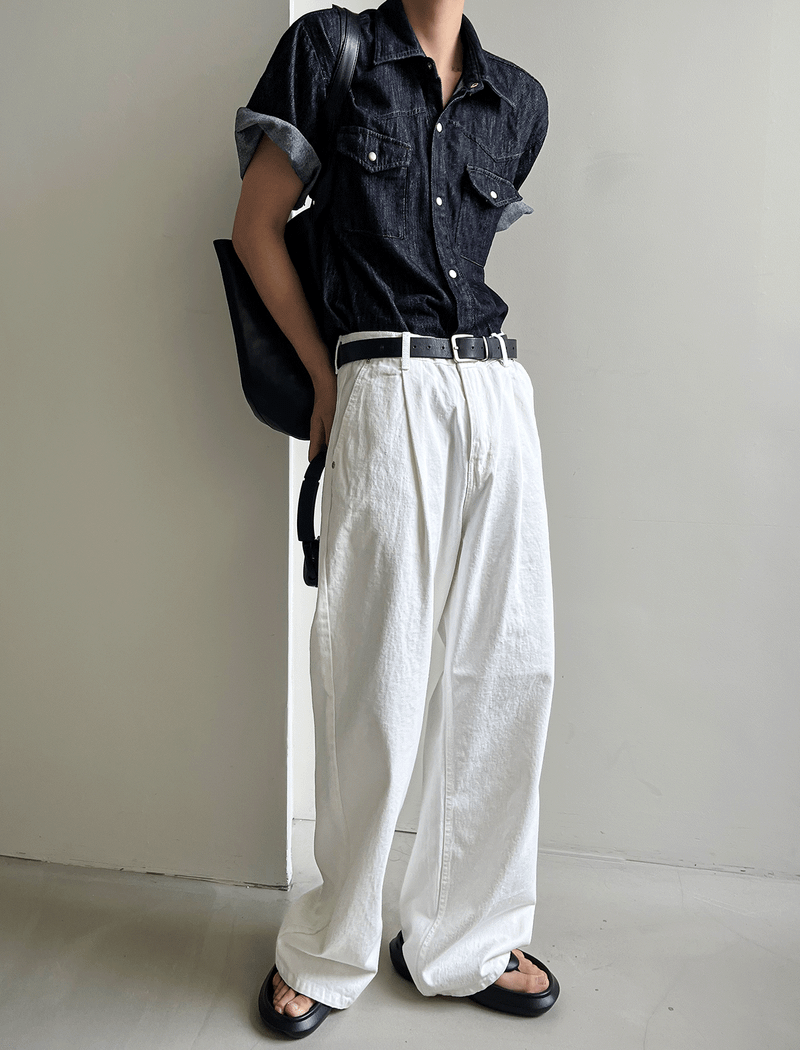 Western summer denim short-sleeved shirt
