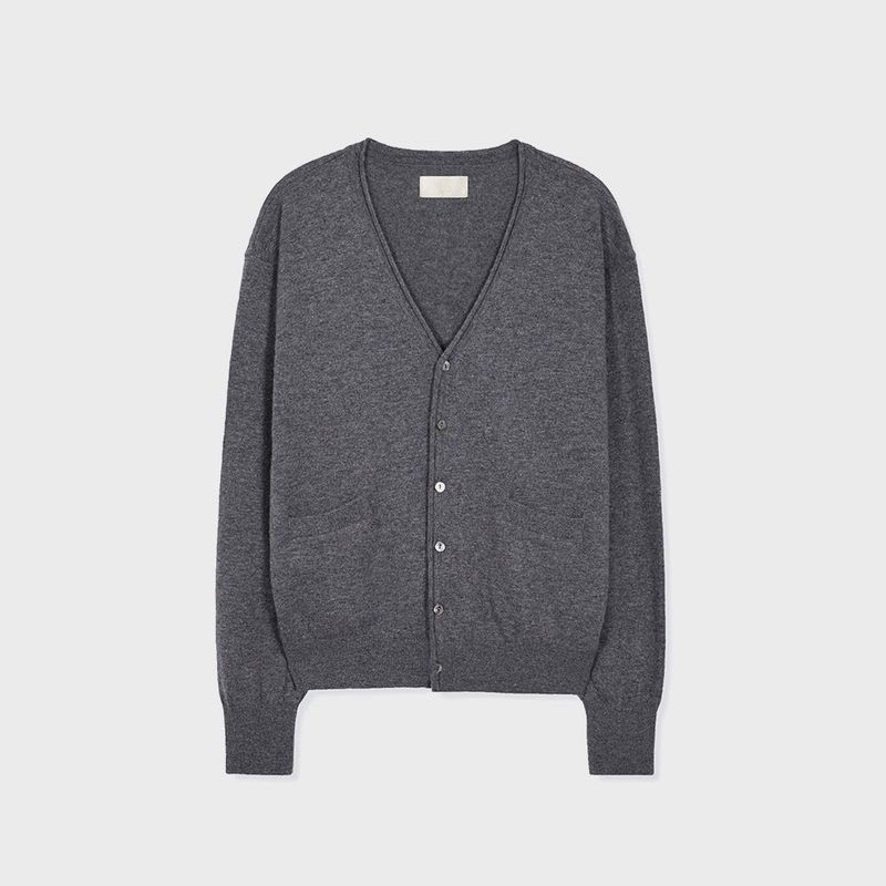 エクストラファインウールVカーディガン (Melange Grey)