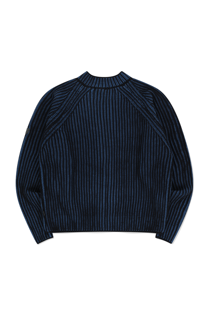 TWO TONE HEAVY KNIT ZIP UP