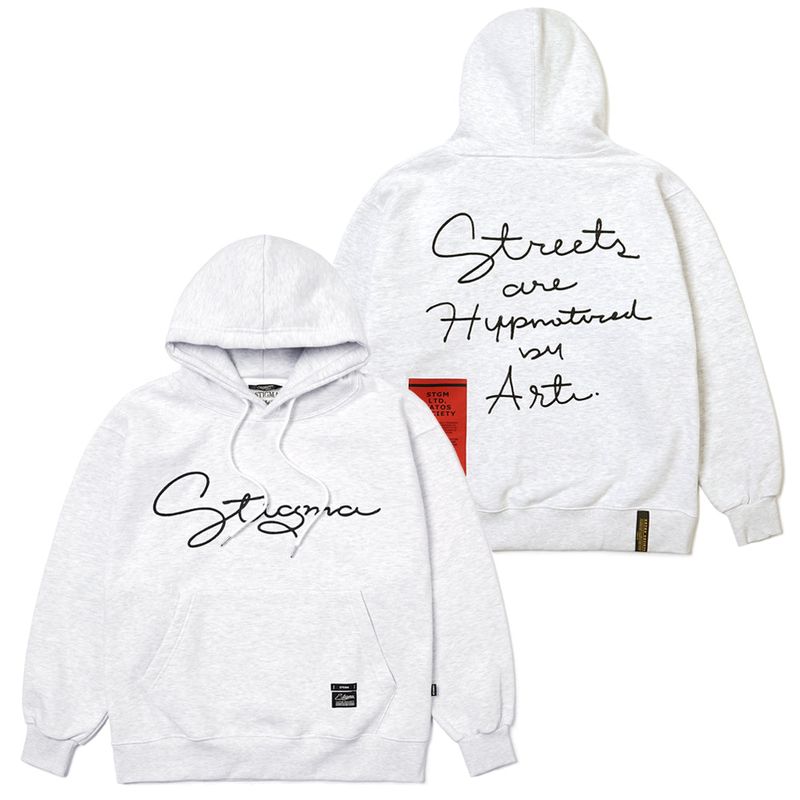 STIGMA(スティグマ)の「22 LETTER GRAPH OVERSIZED HEAVY SWEAT HOODIE WHITE MELANGE(Tops)」