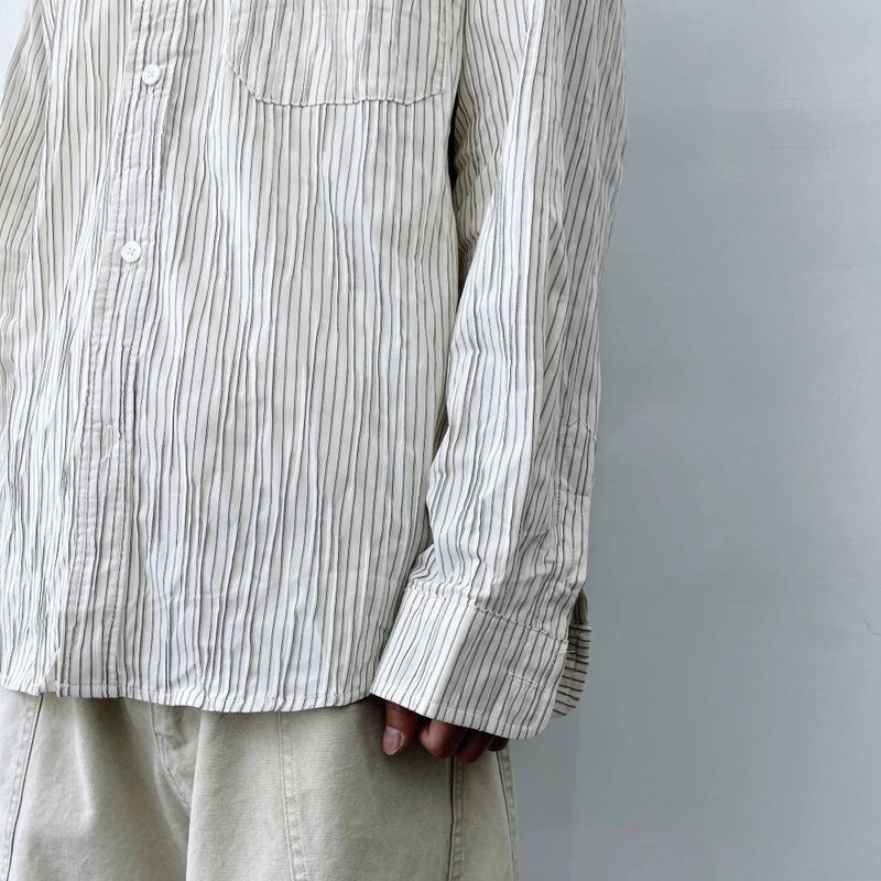 Pleated Stripe Relaxed Shirt