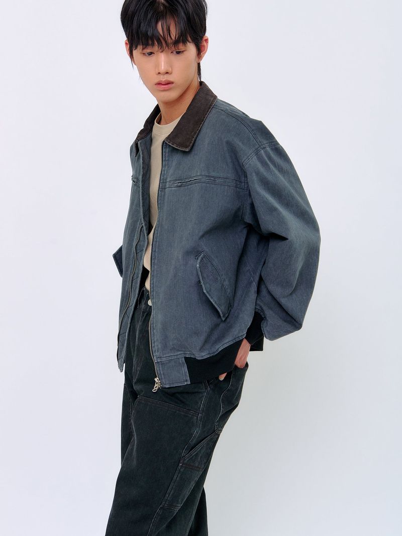 WASHED STITCH BLOUSON_Grey