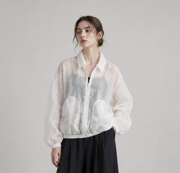 Shadow Organza Bomber Jacket J35 Black