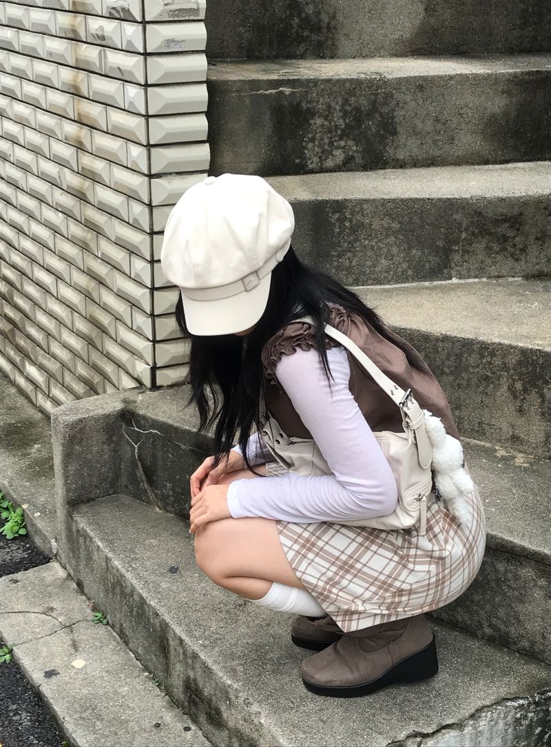 Layered romantic checkered bustier dress