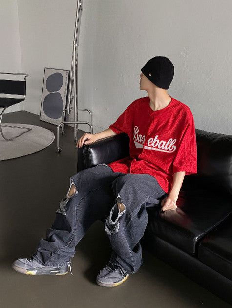 メッシュベースボールシャツ
