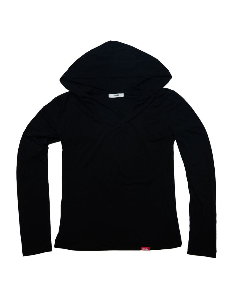 KRUCHI(クルチ)の「V-Neck Long-Sleeve Top (BLACK) WOMENS(Tops)」