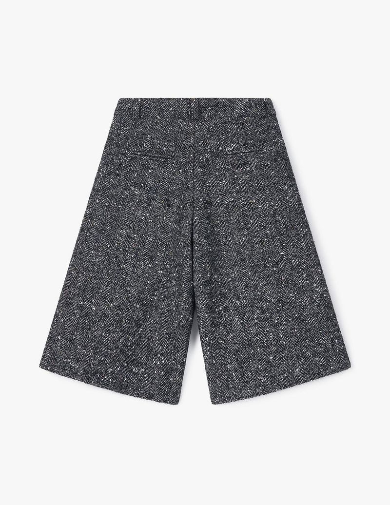 HERRINGBONE BERMUDA PANTS (BLACK)