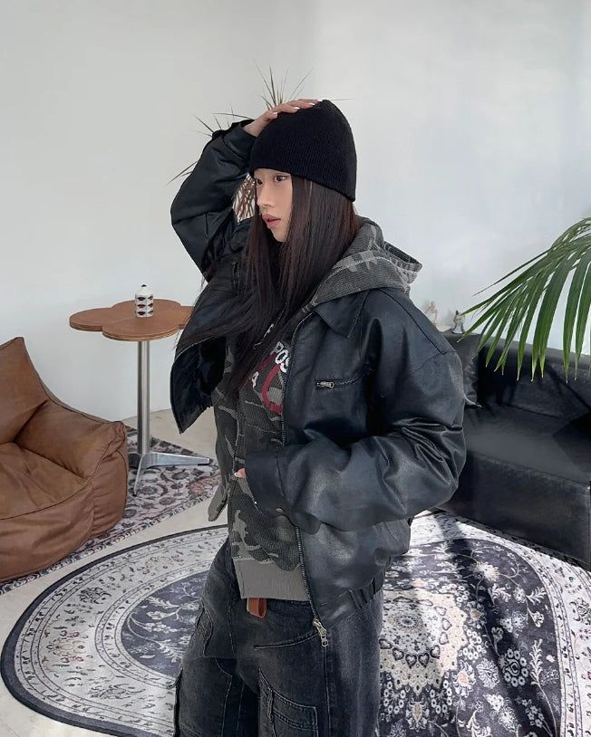 Edion Crop Leather Jacket