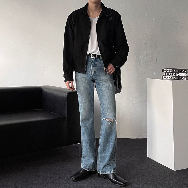 Chen Semi-cropped button suede jacket (3 colors)