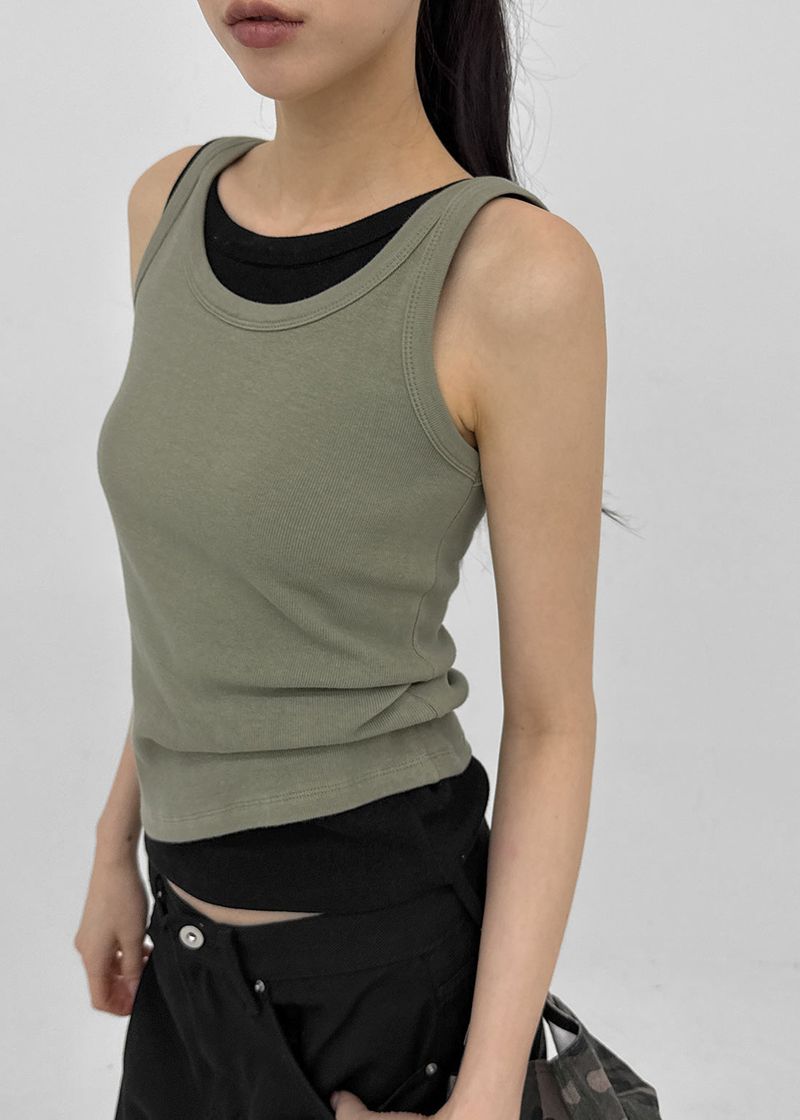 [MADE] Plio U-Neck Ribbed Sleeveless Top