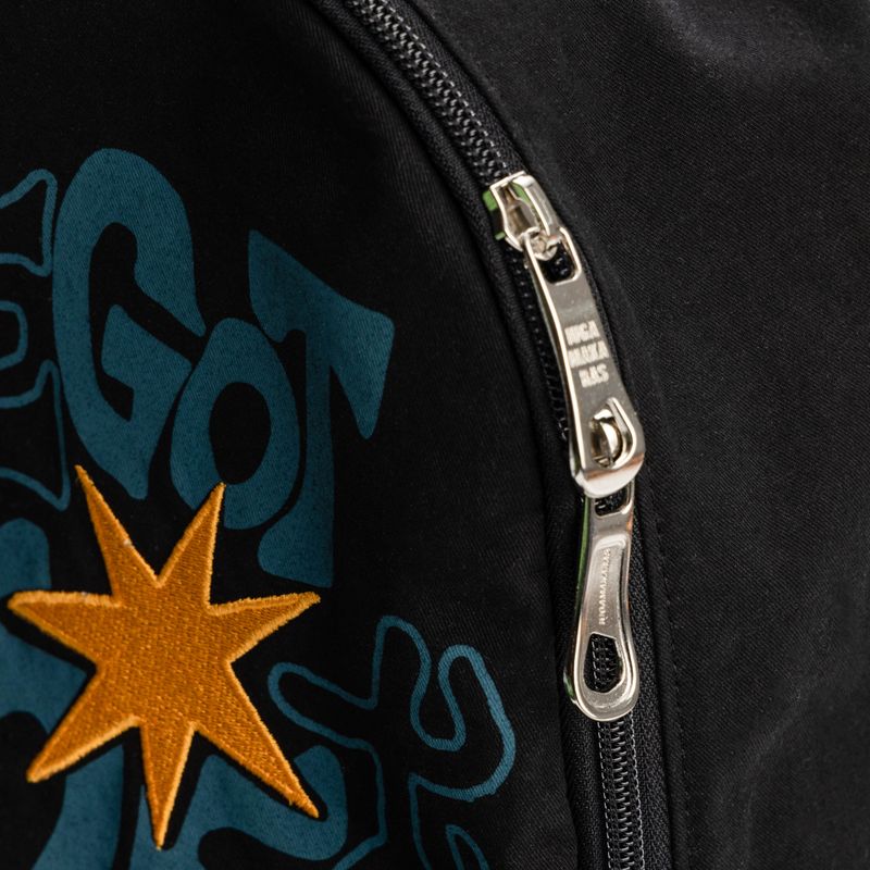 Printed Twill Pocket Backpack (Black)