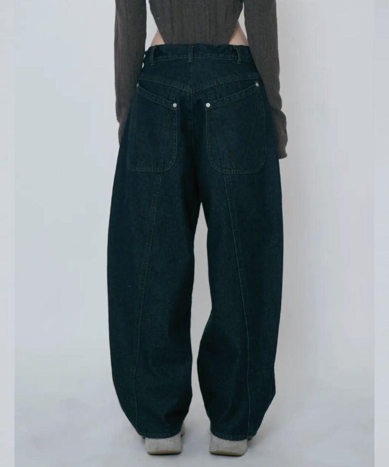 COLOR BLEACH WIDE DENIM PANTS
