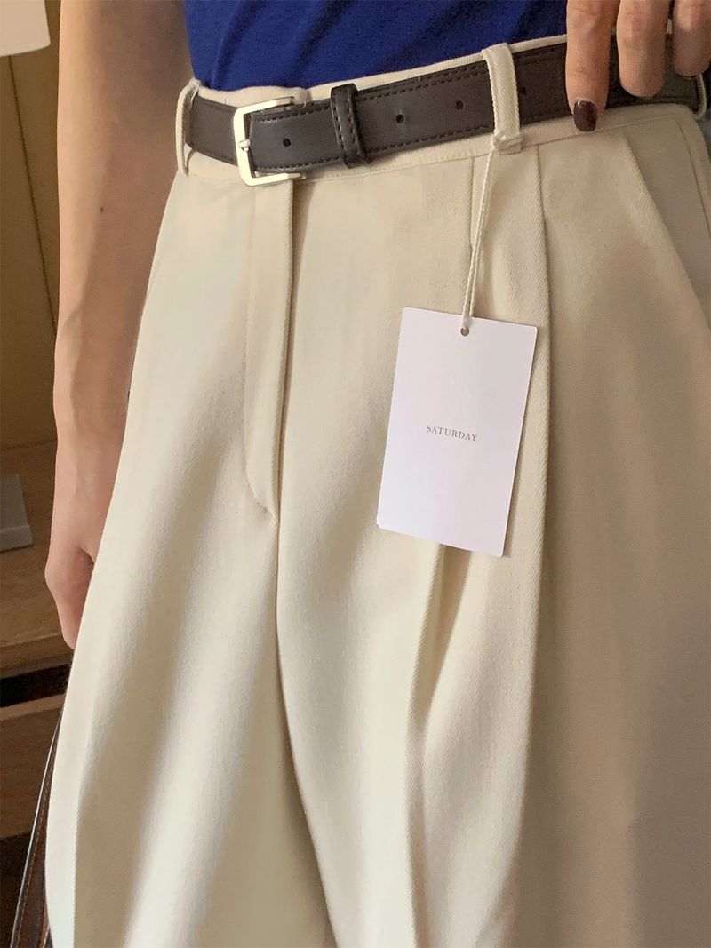 luch wool pintuck wide slacks