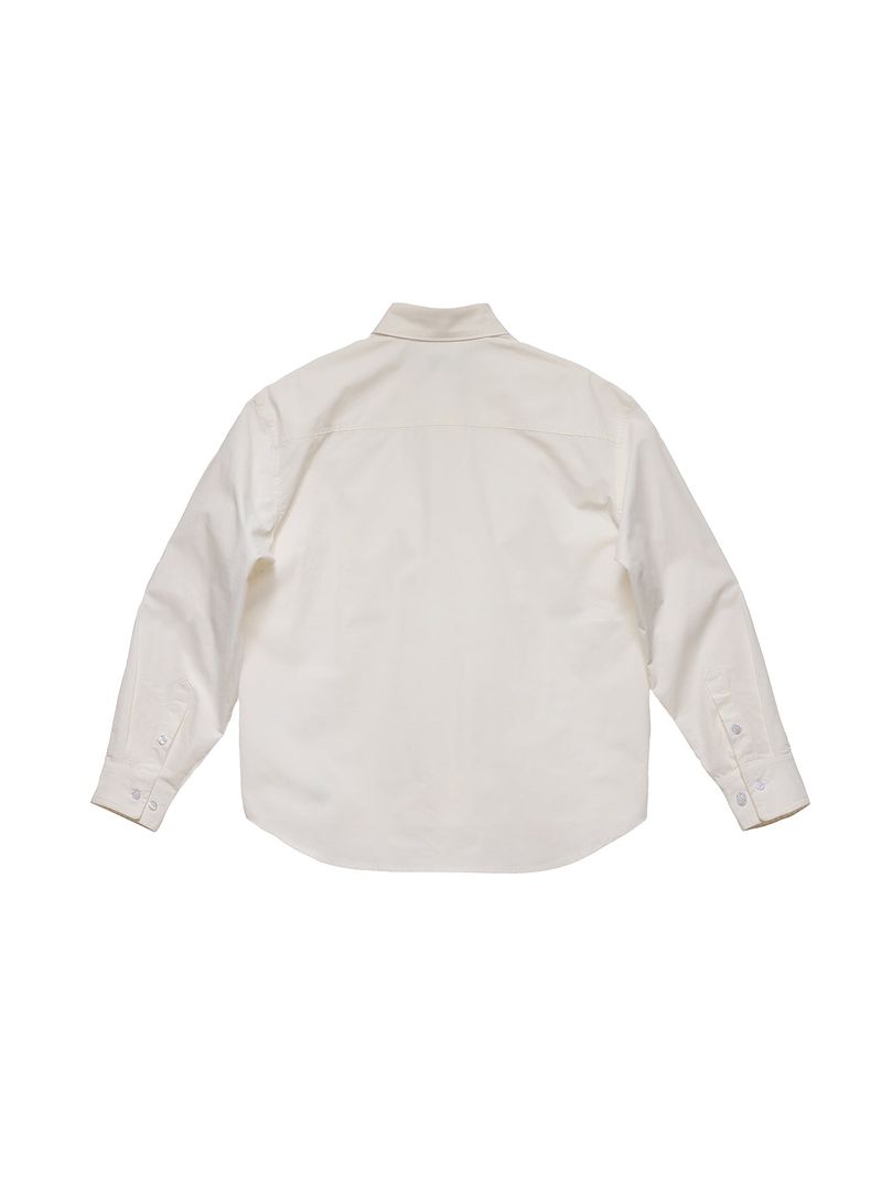 6CRAYON Patchwork Basic Beige Cotton Poplin Embroidered Shirt