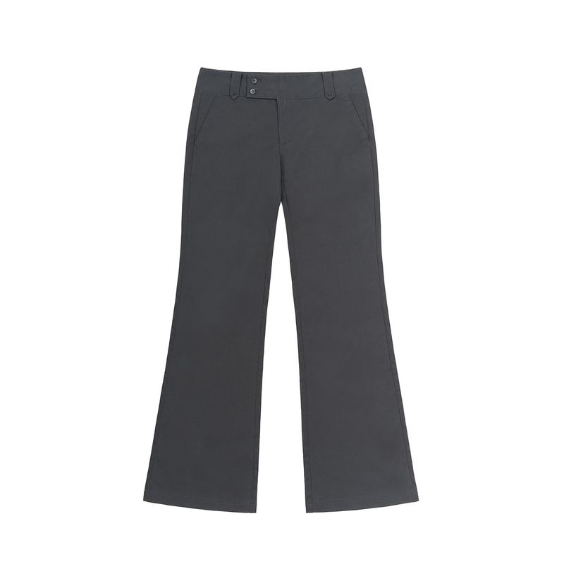 LOW-RISE TWO BUTTON BOOTS CUT PANTS (CHARCOAL)