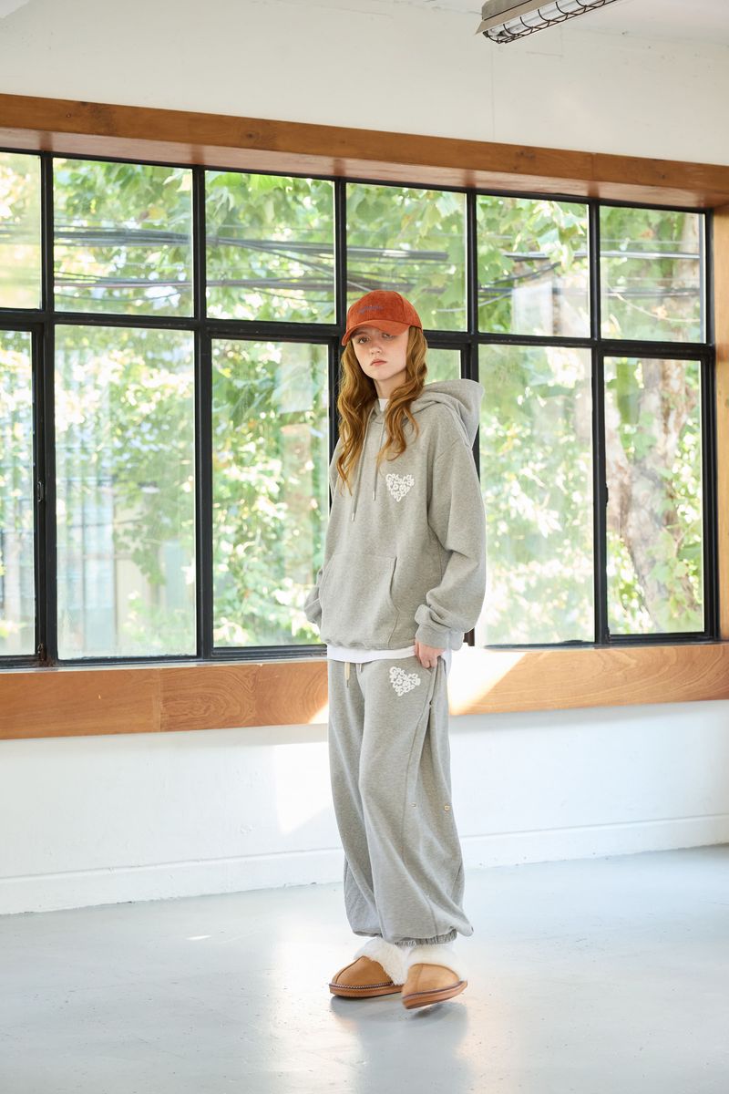 GOODLUCK HEART SNAP OFF SWEAT PANTS / MELANGE