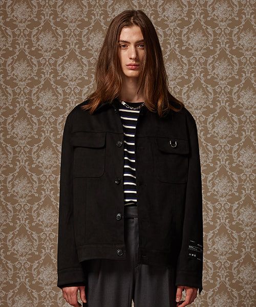 Suede wide pocket jacket