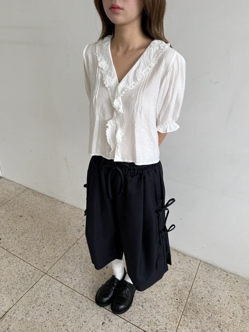 side ribbon wrap pants