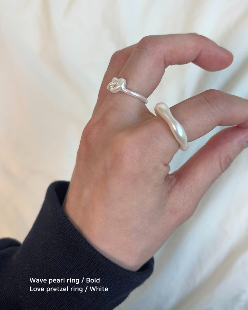 Wave Pearl Ring SET (2 piece)