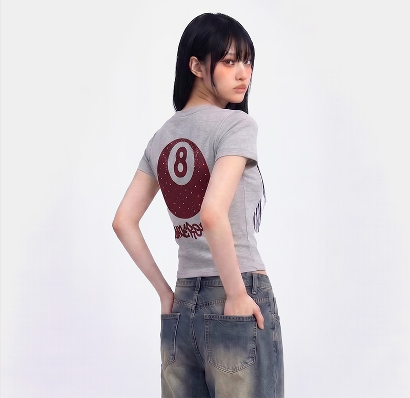 Stretch Cotton Slim Short Sleeve T-shirt Eight Ball Melange