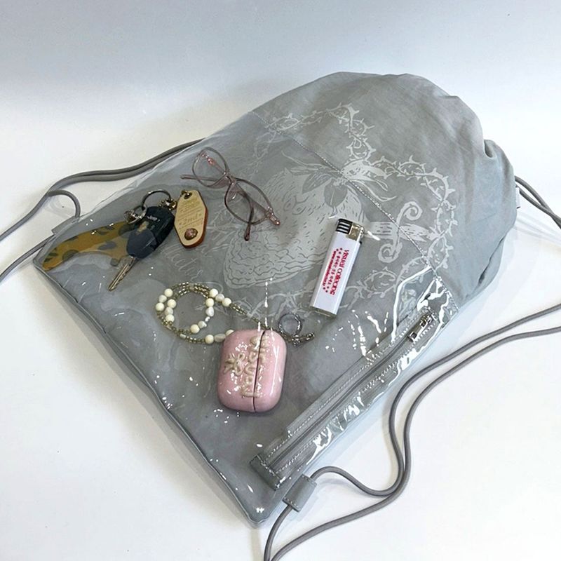 PVC pocket artwork gym sack [Pale blue]