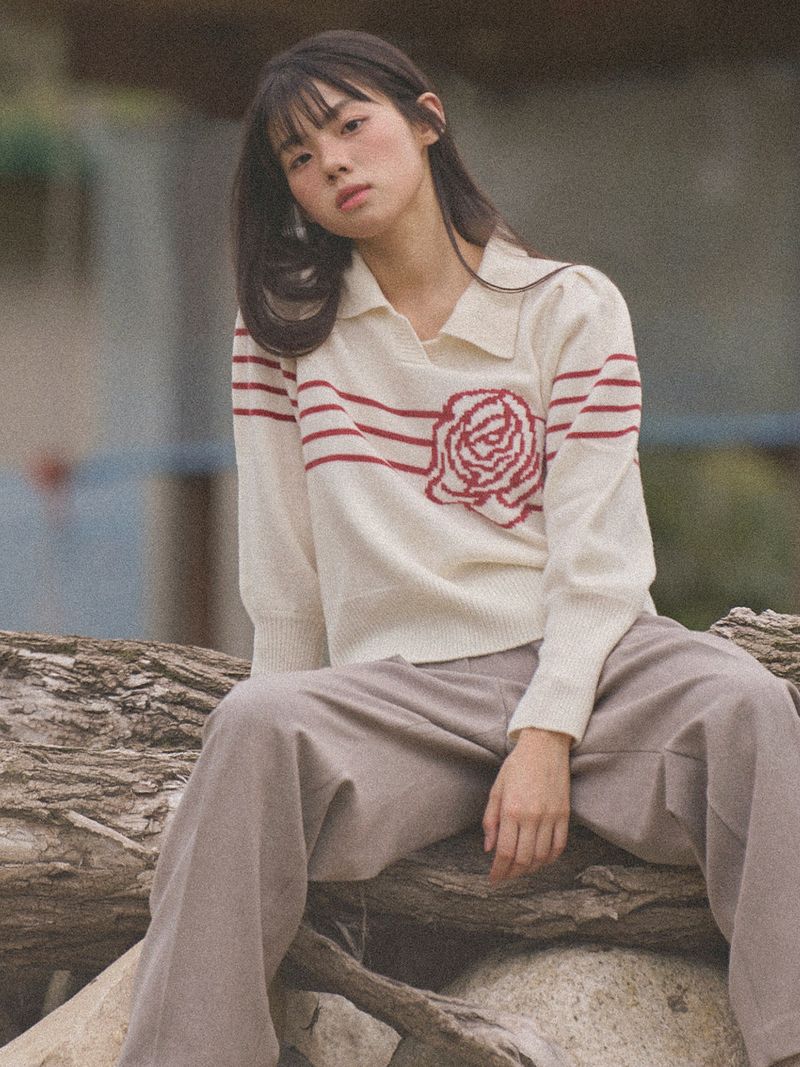 Rose Collar Knit (Ivory)