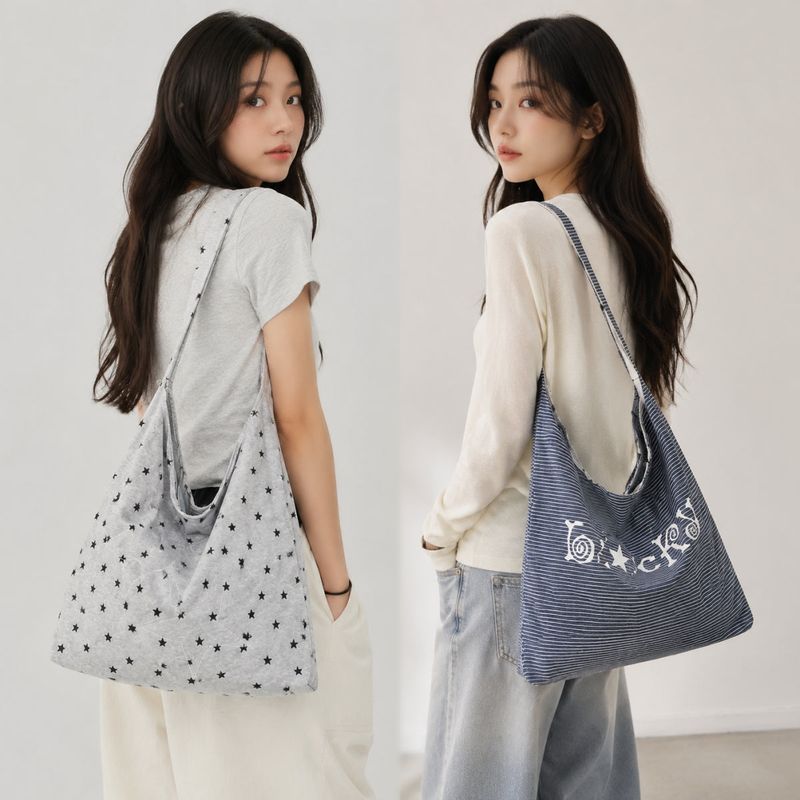 Reversible Star Canvas Tote Bag
