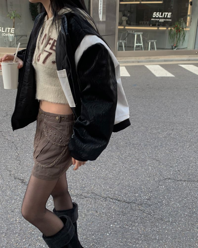 Y2K stud cargo skirt