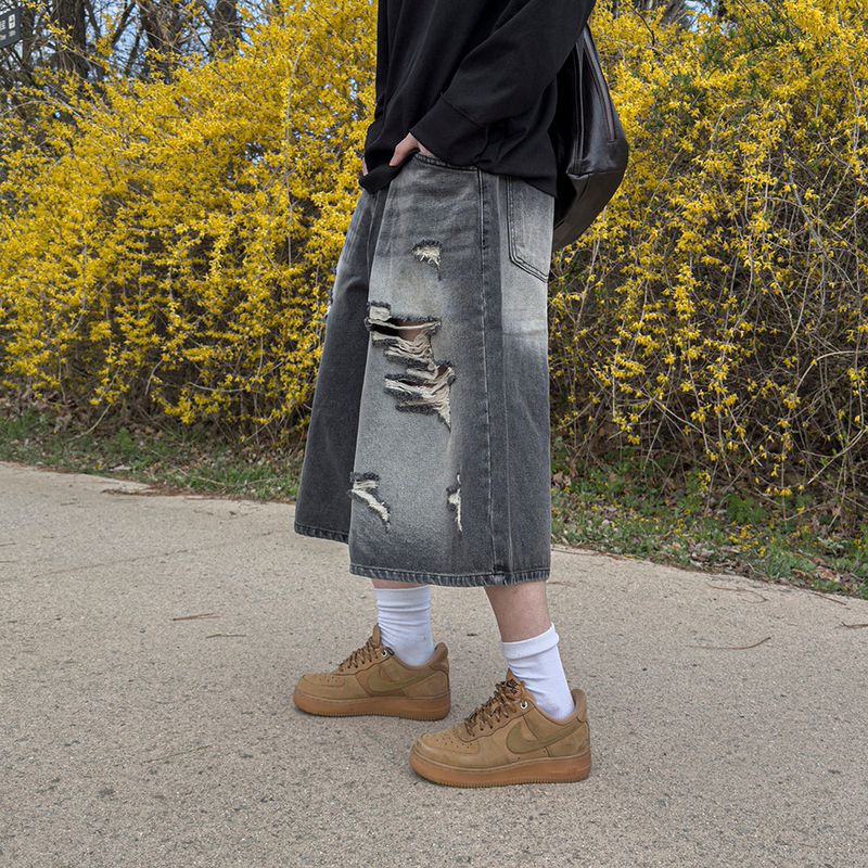 Level-Distressed Bermuda Denim Shorts