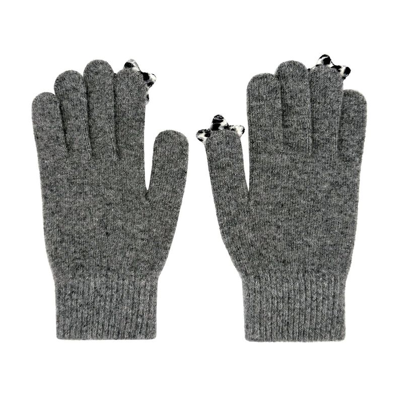 Star Wool Gloves [Grey Leopard]