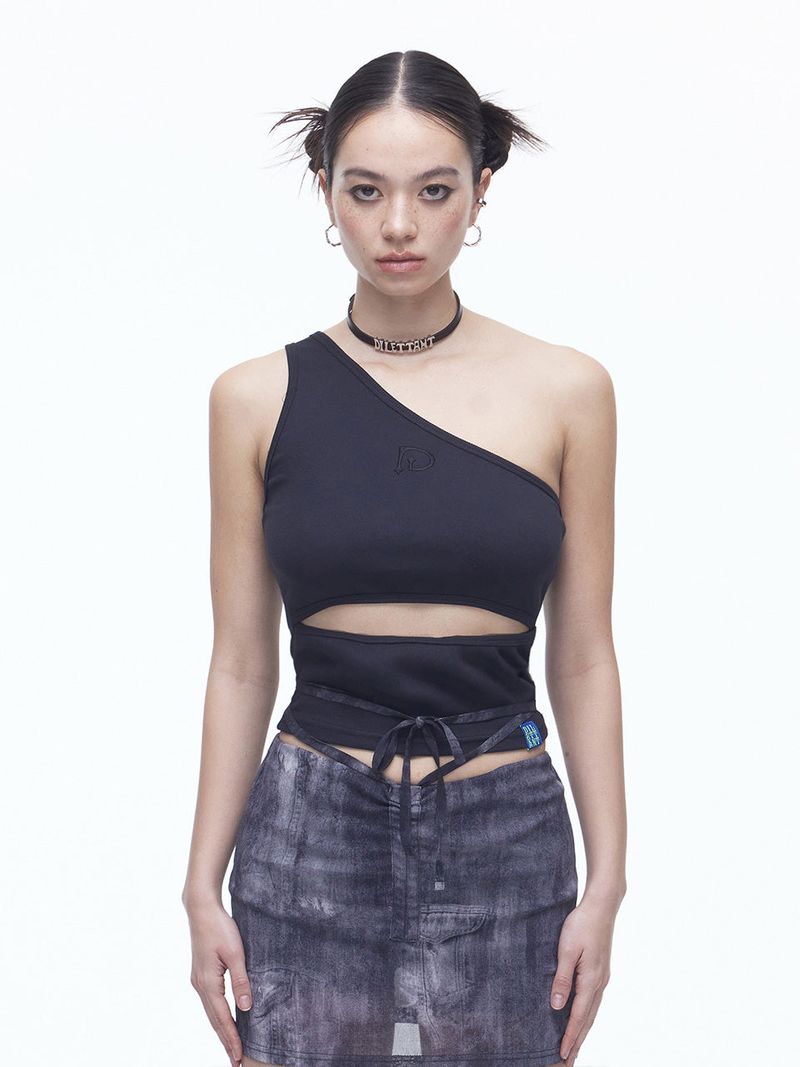 DILETTANTISME(ディレッタンティズム)の「Unbalance Cut-out Sleeveless T(BK)(Tops)」