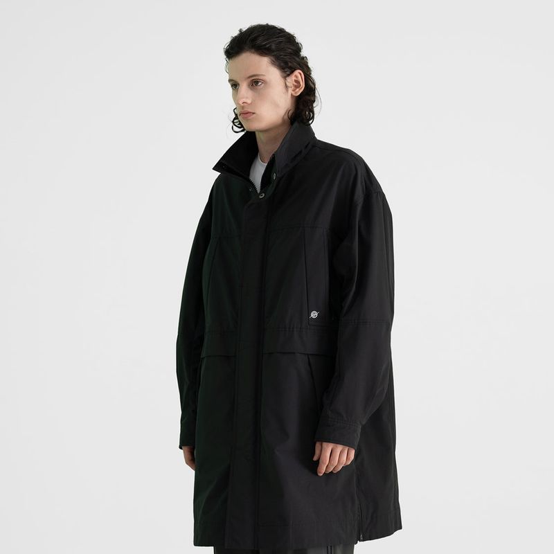 KALAPATTHAR（カラパタール）の「Poly Cotton RIB Double Placket Long-Jacket - BLACK（Jackets/Outerwear）」