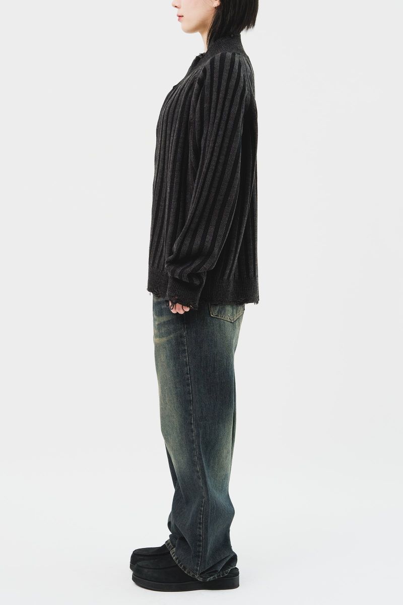 Sep Contrast Knitted Zip Up (3color)