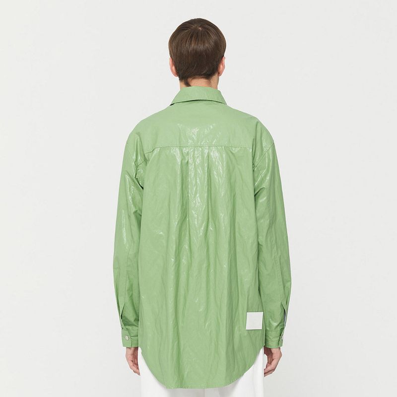 Oversized Fake leather shirt Green