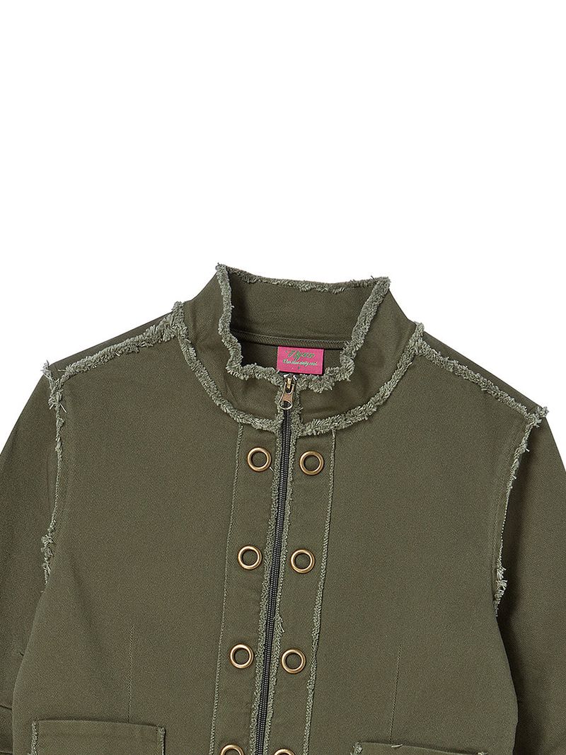 EYELET COTTON JACKET KHAKI
