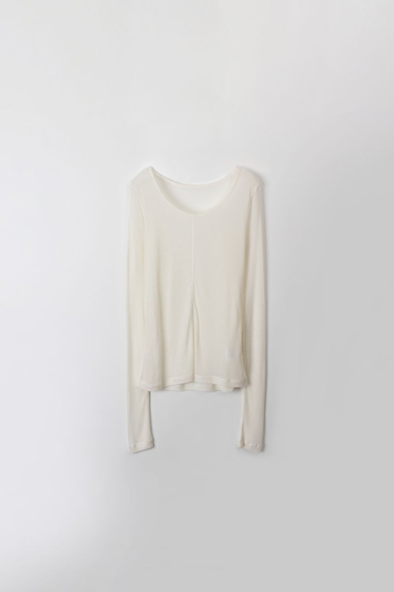 Wool boat neck T (Ivory)