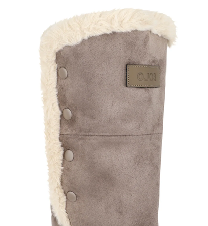 Asym Shearling Wedge Boot / Stone Brown