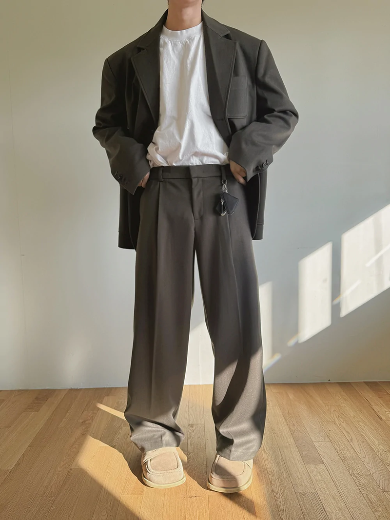 ASCLO Wool Herringbone Retro Jacket & Pants (Khaki Brown)