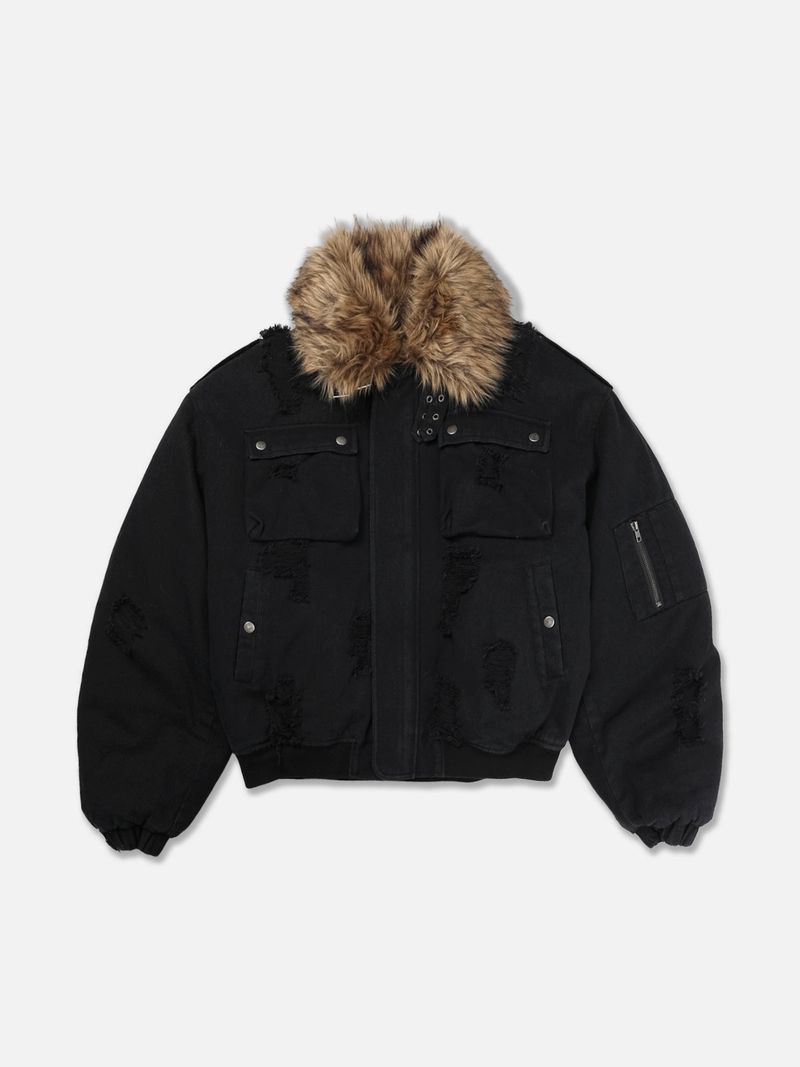 GATELESS（ゲートレス）の「RACCOON PUFFER JACKET-BLACK（Jackets/Outerwear）」