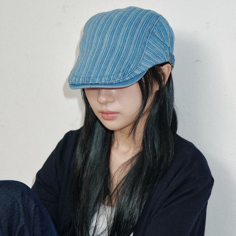 ALLINCOMPLETE（オールインコンプリート）の「ステッチストライプ ハンチングキャップ (Blue Denim)（帽子）」