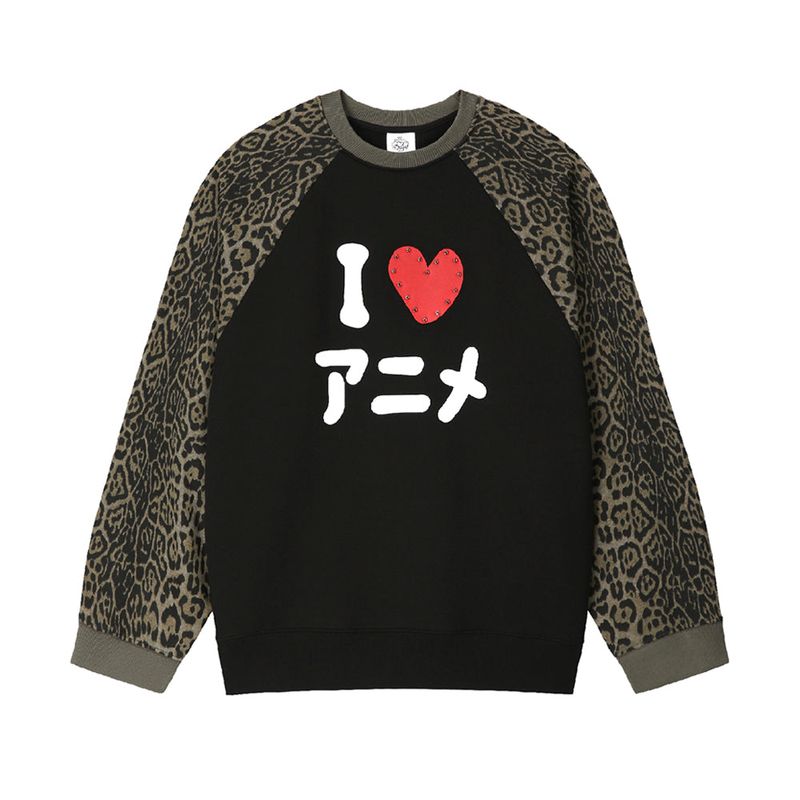I LOVE ANIME Raglan Sweatshirt - LEOPARD