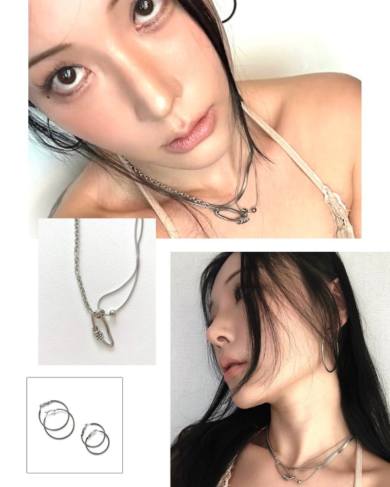 melting two chain necklace