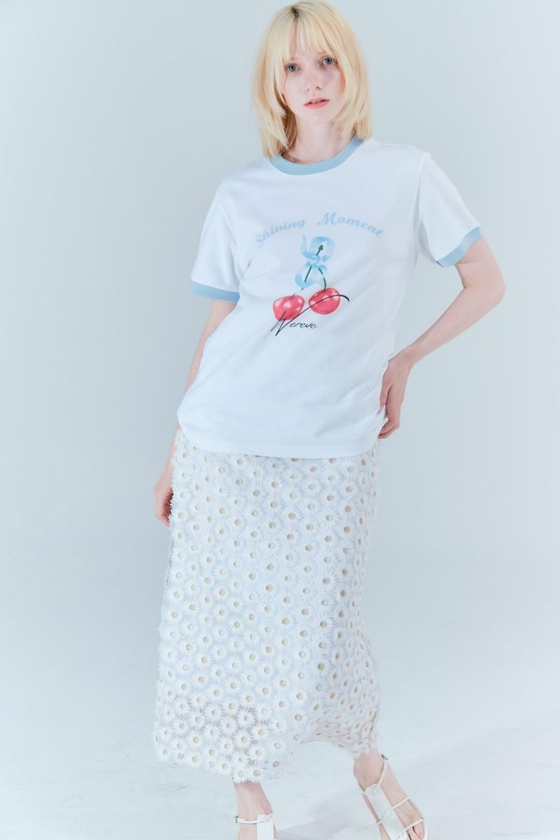 Cherry ringer t-shirt_white/pale blue